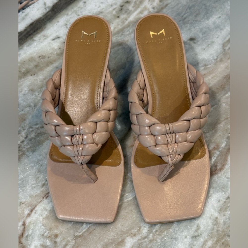 Women’s MARC FISHER Norsa braided block heel sandals- Size 10 - Picture 6 of 11